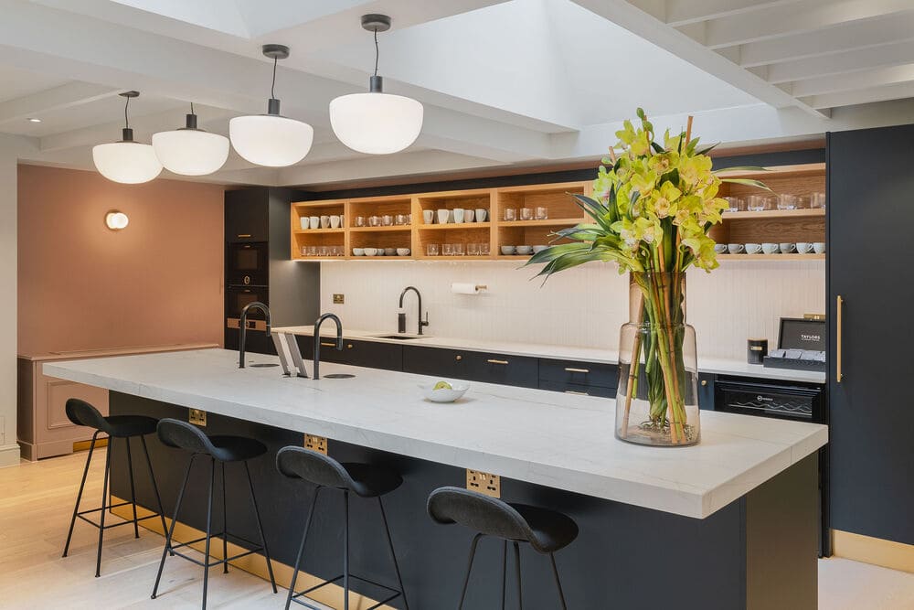 Luxury interior kitchen area with seats