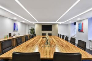 Darnley Room meeting room with refreshments and tv