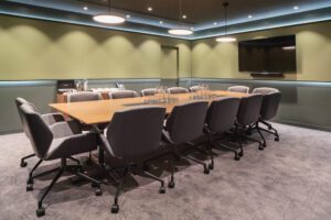 Purple Room meeting room with refreshments and tv